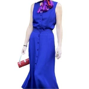 VTG cobalt 2 Piece scalloped top & maxi skirt set